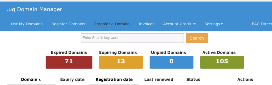 EAC Directory; transferring ug domains